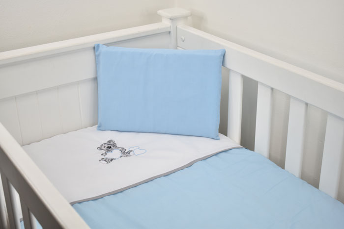 Pale blue sales cot bedding